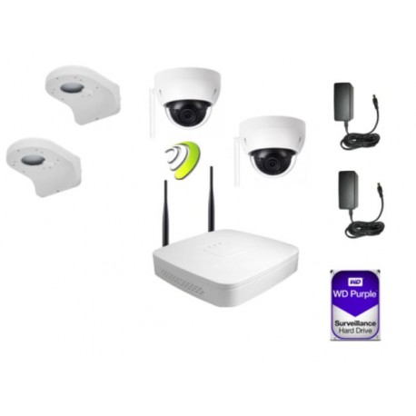4 CH Mini Wifi NVR4104-W,  1TB HDD 2 Camera 3MP HD WIFI IR dome